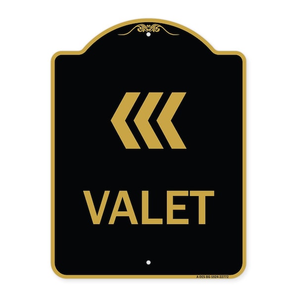 Signmission Designer Series Sign-Valet Left Arrow, Black & Gold Aluminum Sign, 18" x 24", BG-1824-22772 A-DES-BG-1824-22772 - main